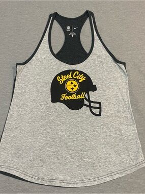 Pittsburgh Steelers Racerback Tank Top Gray Black Medium NFL